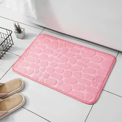 Embossed Microfiber Anti Slip Pebble Bath Mat